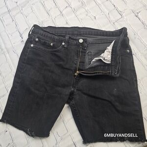 Levis 511 Slim Fit Denim Shorts Mens 36 Black Cutoff Raw Hem Faded 00511-0730